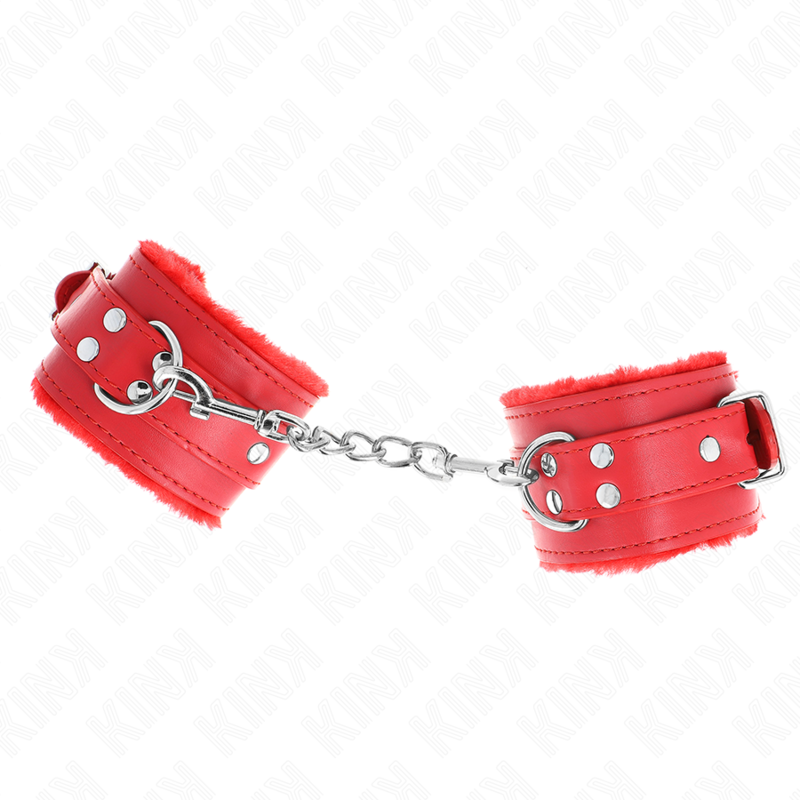 KINK - ALGEMA DE PULSO FORRADA COM PELE VERMELHA COM CINTO VERMELHO AJUSTÁVEL DE 17 A 29 CM X 6 CM