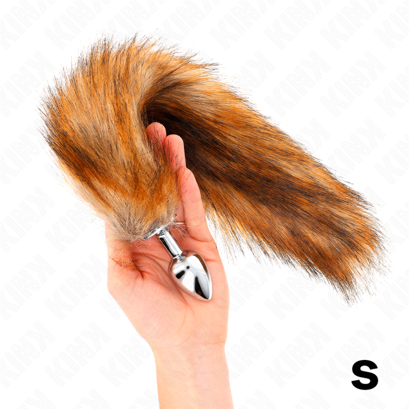 KINK - PLUG ANAL TAMANHO S 7 X 3 CM COM CAUDA SINTÉTICA 40 CM CASTANHO