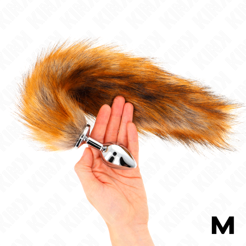 KINK - PLUG ANAL TAMANHO M 8 X 3,5 CM COM CAUDA SINTÉTICA 40 CM CASTANHO