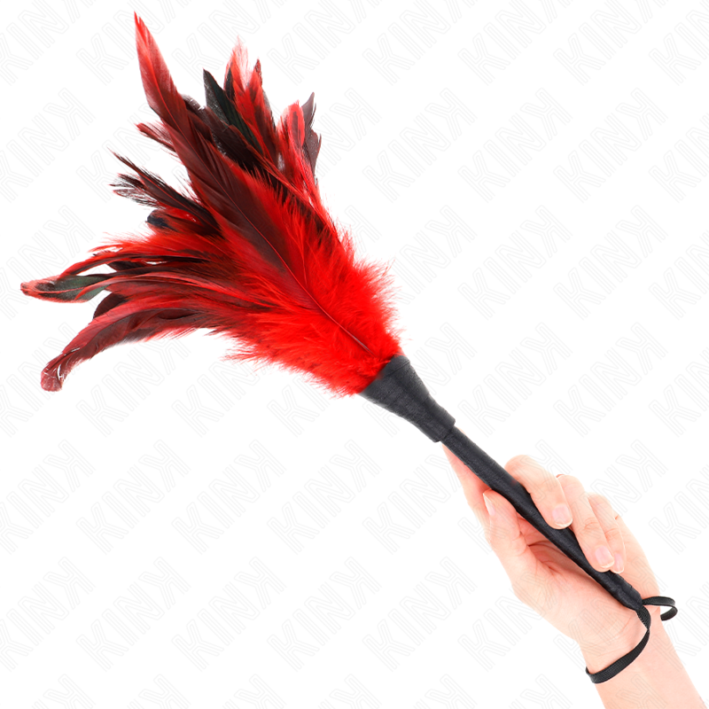 KINK - PLUMAS DE POLLO CON FORMA DE CUERNO DE MAIDS ROJO 36 CM