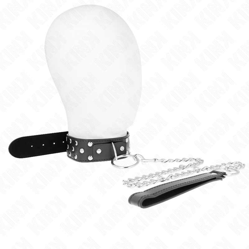 Colar Kink com correia e fivela de argola, 65 cm, preto, ajustável 36 a 50 cm x 3,8 cm