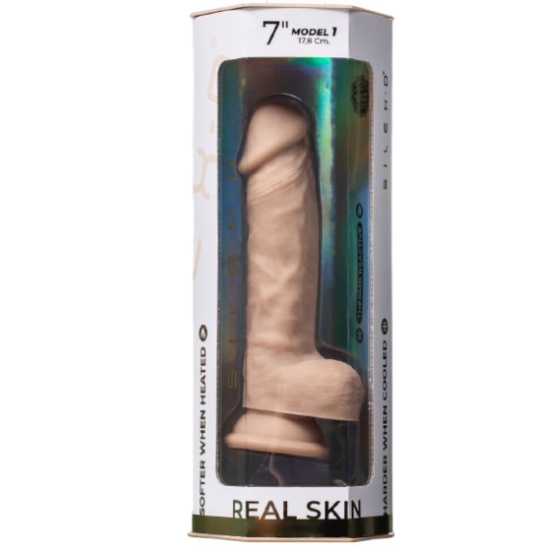 SILEXD - MODELO 1 PÊNIS REALISTA DE PELE REAL TERMO-REATIVO 17,8 CM