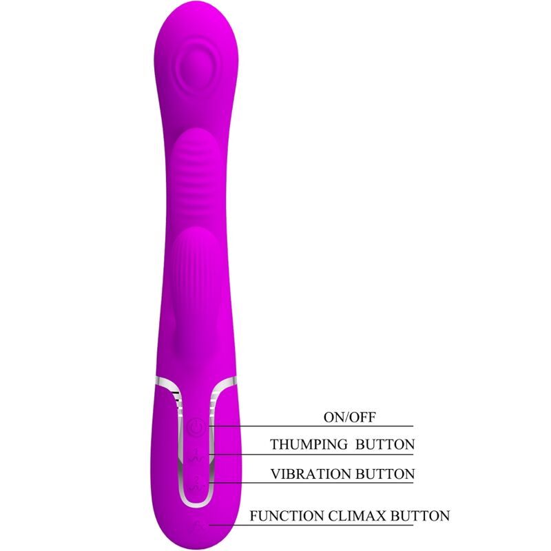 PRETTY LOVE - VIBRADOR MULTIFUNCIONAL SHANIA TRIPLE RABBIT ROSA