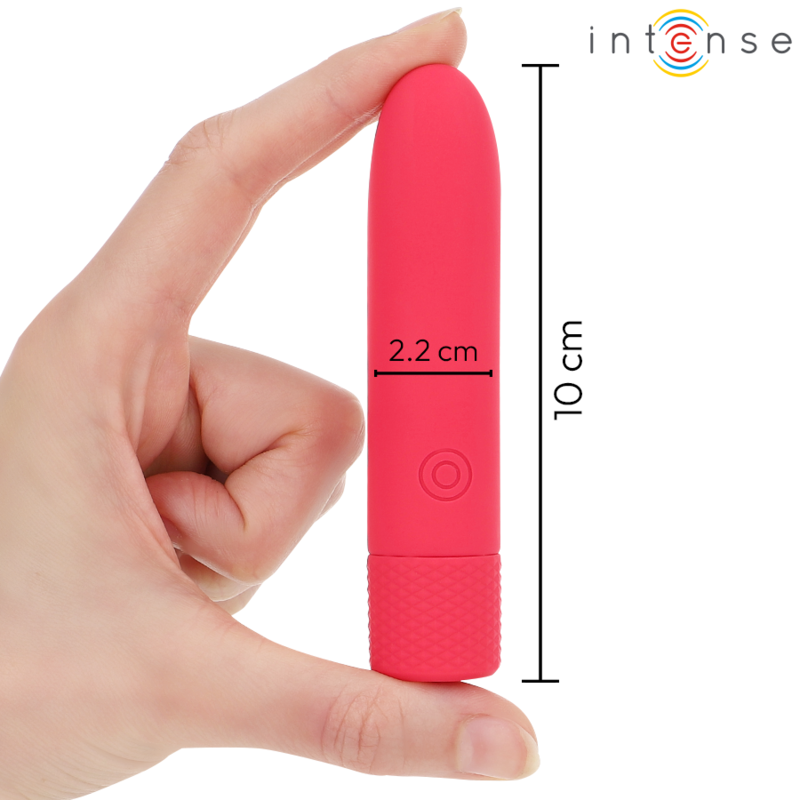 INTENSE - SYMONE VIBRATÓRIO BULLET RECARREGÁVEL USB 8 VIBRAÇÕES VERMELHO 10 X 2,2 CM