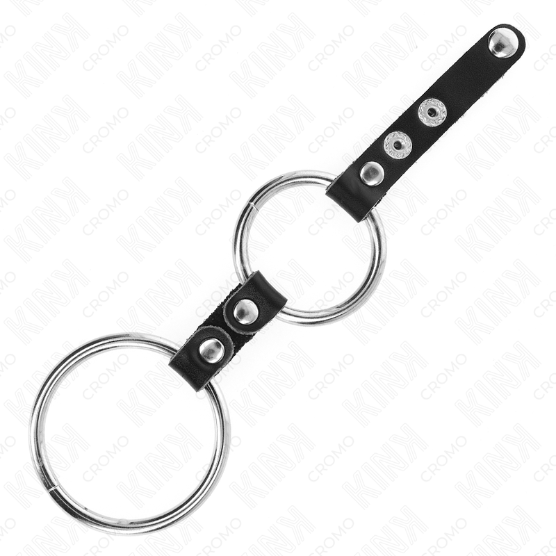 KINK - ANILLO DOBLE PARA EL PENE DE 3,8 CM A 5 CM CONECTADO POR CUERO