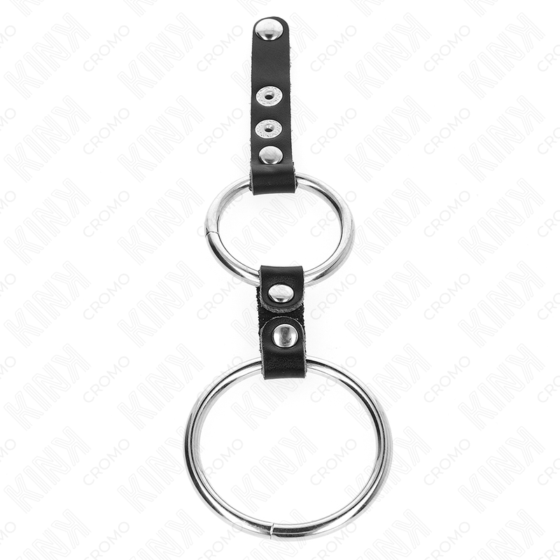 KINK - ANILLO DOBLE PARA EL PENE DE 3,8 CM A 5 CM CONECTADO POR CUERO