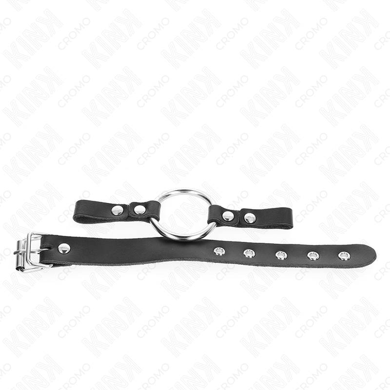 KINK - Anel peniano em pele com fecho de fivela, 22 x 2 cm, com anel em metal de 4 cm