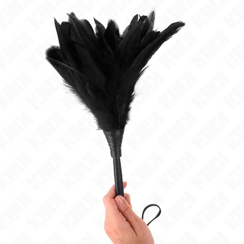 KINK - PLUMAS DE POLLO CON FORMA DE CUERNO DE MAIDS NEGRAS 36 CM