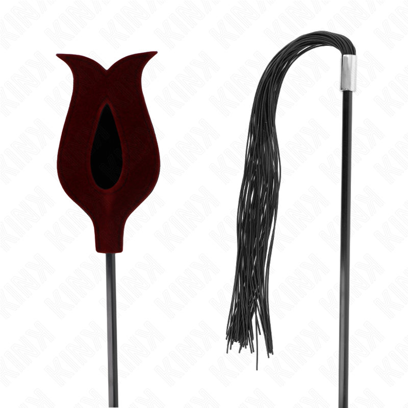 KINK - CHICOTE DE SILICONE COM FRANJA EM FORMA DE ROSA 45 CM