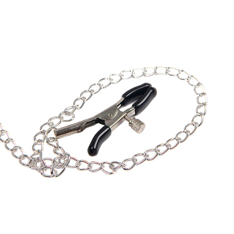 SUBBLIME - 953720 CORREA DE CUERO BONDAGE CON PINZAS PARA SENOS, NEGRAS, TALLA ÚNICA