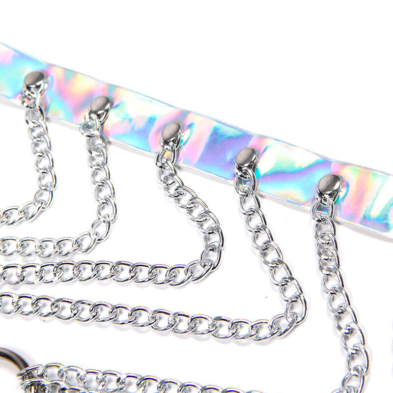 SUBBLIME - 953737 Cinto de peito com anéis e correntes prateado - Tamanho único