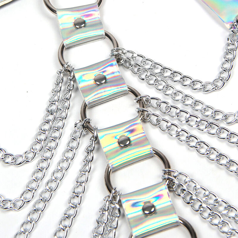 SUBBLIME - 953737 Cinto de peito com anéis e correntes prateado - Tamanho único