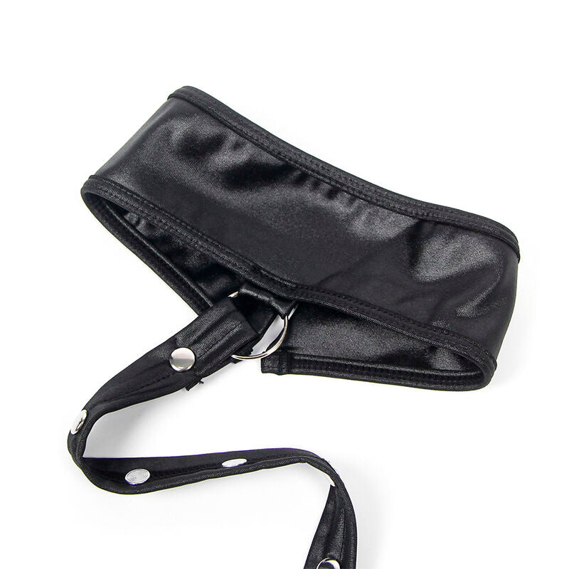 SUBBLIME - 954406 VESTIDO EM COURO COM ESTILO BONDAGE PRETO TAMANHO S/M