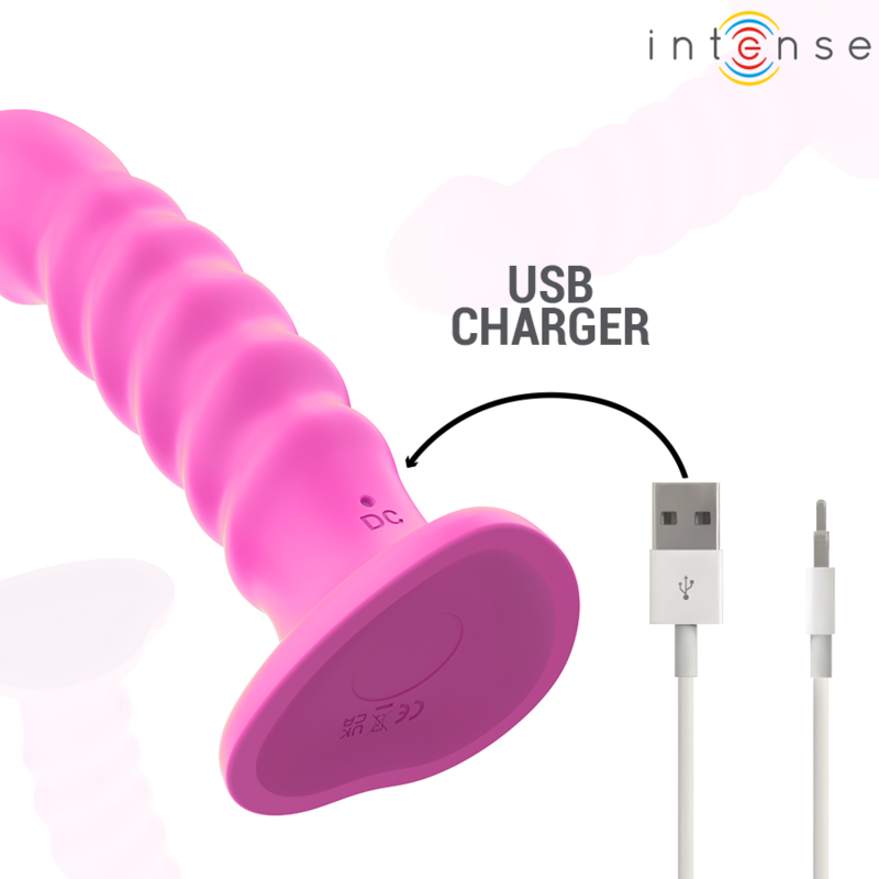 INTENSE - VIBRADOR CINDY TAMANHO L DESIGN EM ​​​​ESPIRAL 10 VIBRAÇÕES ROSA CONTROLO REMOTO