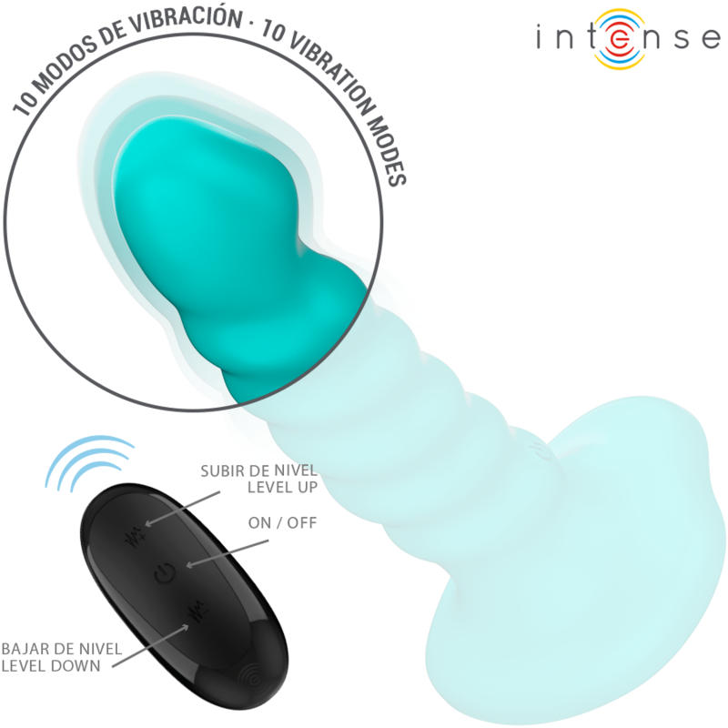 Vibrador Buffy Intenso, Tamanho S, Design Espiral, 10 Vibrações, Azul, Comando