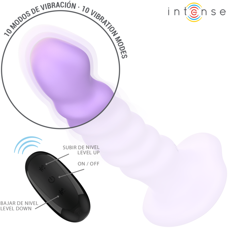 INTENSE - BRENDA VIBRADOR TAMANHO M DESIGN ESPIRAL 10 VIBRAÇÕES ROXO CONTROLO REMOTO