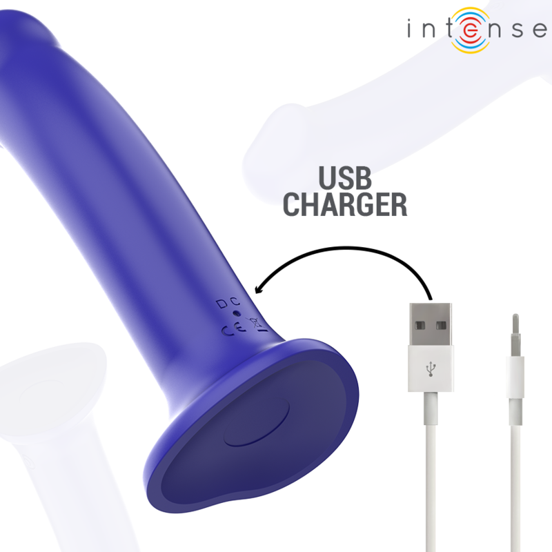 Vibrador Victoria Intenso com Ventosa, 10 Vibrações, Azul Escuro, Comando