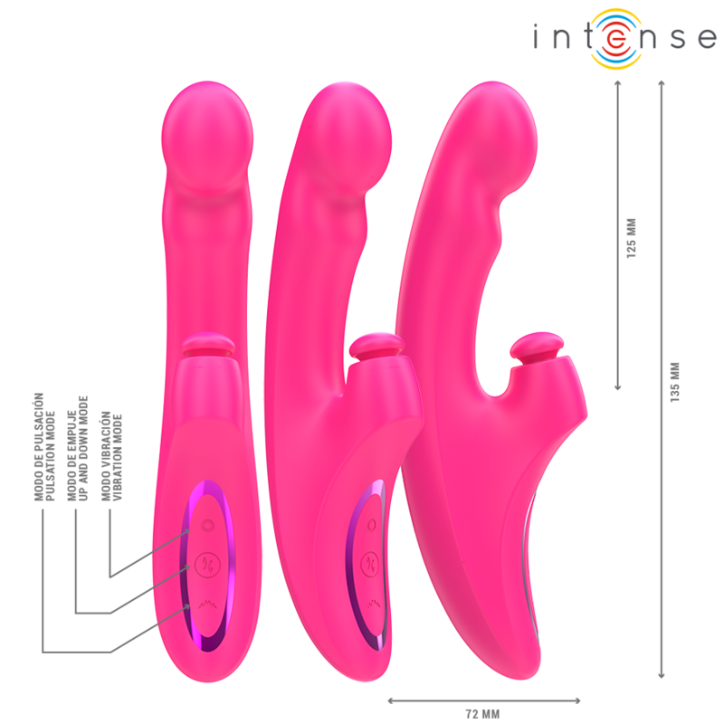 INTENSE - VIBRADOR EMI 13.5 CM MULTIFUNCIÓN 3 EN 1 10 VIBRACIONES ROSA