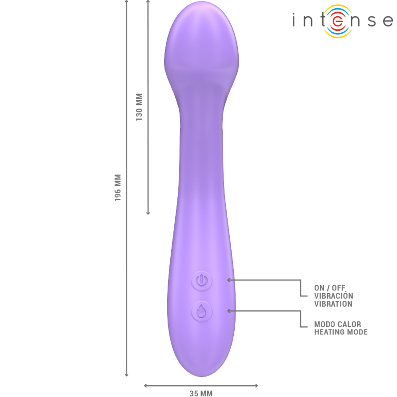 INTENSE - BECKY VIBRATOR 19 CM AQUECÍVEL 7 VIBRAÇÕES ROXO