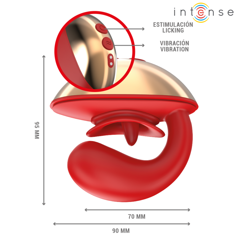INTENSE - MARIAH VIBRADOR Y ESTIMULADOR EN FORMA DE U 10 VIBRACIONES ROJO