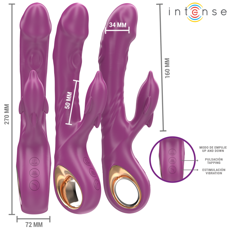INTENSE - HALLE VIBRADOR MULTIFUNCIONAL COM LÍNGUA ESTIMULANTE DE GOLFINHO ROXA
