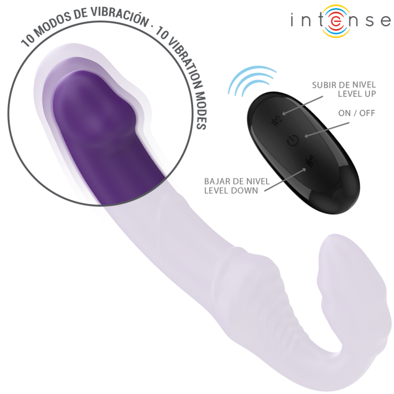 INTENSE - JILL VIBRADOR DOBLE 20 CM MORADO CONTROL REMOTO