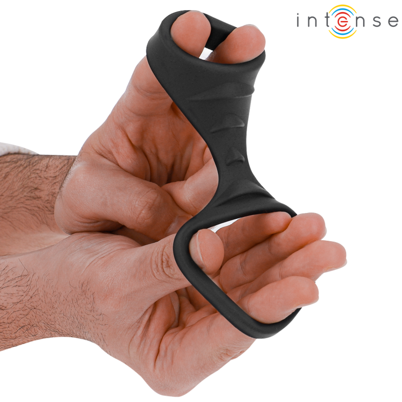 INTENSE - THEO DOBLE ANILLO DE SILICONA PARA EL PENE NEGRO MODELO 3