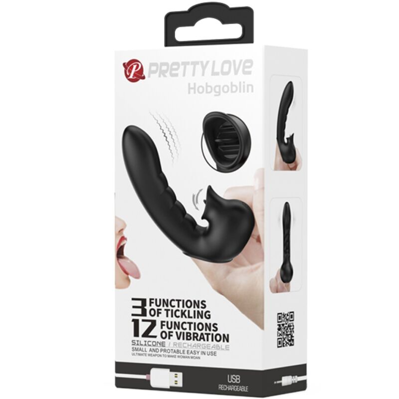 PRETTY LOVE - HOBGOBLIN VIBRATING FINGER CASE 12 VIBRATIONS + CLITORIS STIMULATOR BLACK