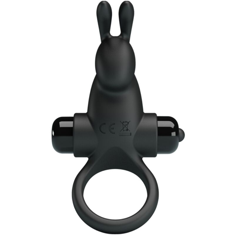 PRETTY LOVE - ANILLO VIBRADOR + ESTIMULADOR DE CLÍTORIS CONEJO 10 VIBRACIONES NEGRO