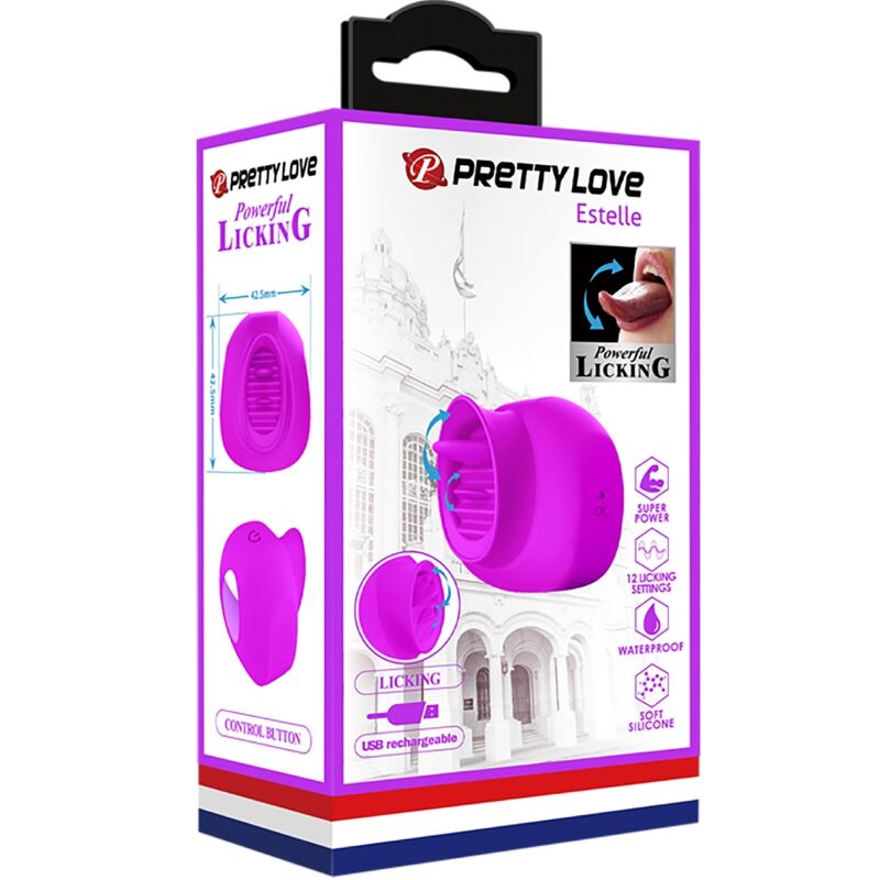 PRETTY LOVE - ESTELLE ESTIMULADOR DE CLITÓRIS COM LÍNGUA 12 VIBRAÇÕES ROXO