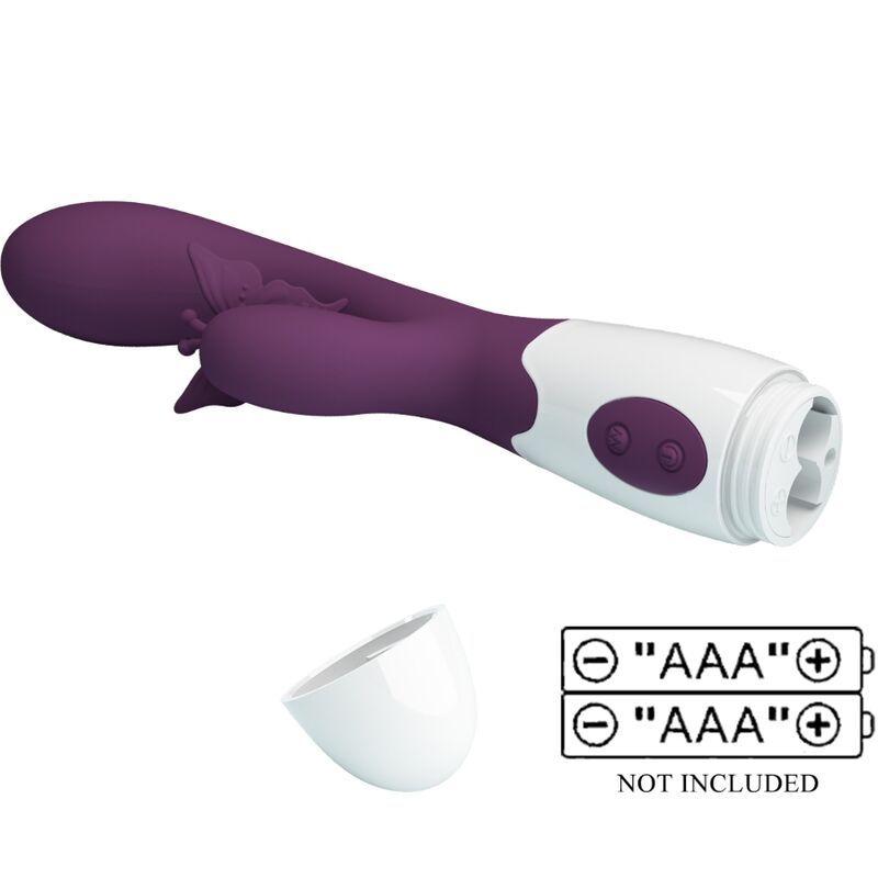 PRETTY LOVE - VIBRADOR CONEJO BUTTERFLY KISS Y ESTIMULADOR DEL PUNTO G MORADO