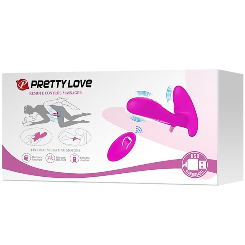 PRETTY LOVE - MASAJEADOR Y VIBRADOR 12 VIBRACIONES CONTROL REMOTO MORADO