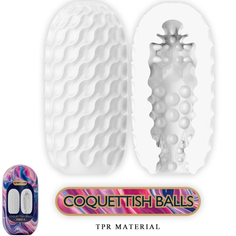 PRETTY LOVE - MASTURBADOR MASCULINO EM SILICONE COM BOLAS COQUETTISH BRANCAS