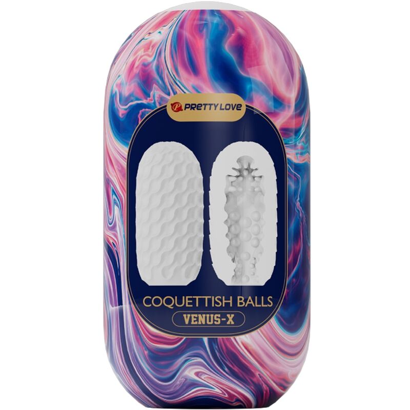 PRETTY LOVE - MASTURBADOR MASCULINO EM SILICONE COM BOLAS COQUETTISH BRANCAS