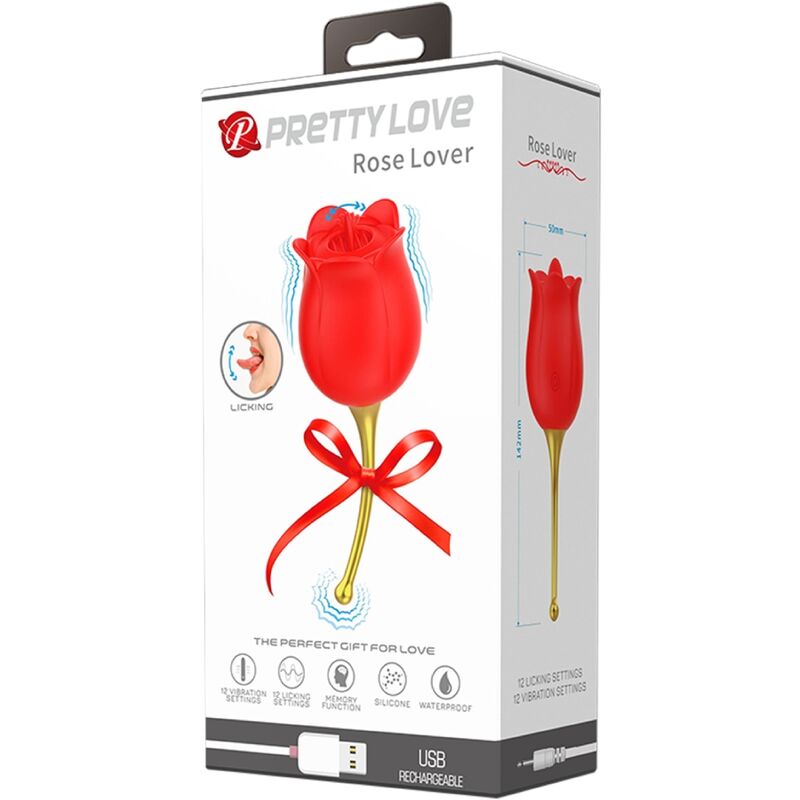 PRETTY LOVE - ROSE LOVER ESTIMULADOR DE CLITÓRIS ROSE 12 VIBRAÇÕES VERMELHO
