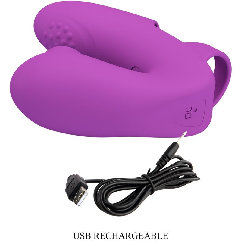 PRETTY LOVE - VIBRADOR DE DEDOS ATHENA COM ESTIMULADOR DE CLITÓRIS ROXO
