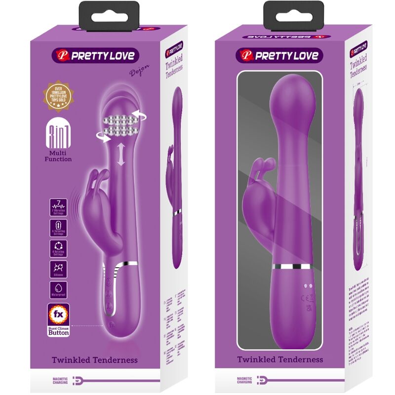 PRETTY LOVE - DEJON 3 EM 1 VIBRADOR MULTIFUNCIONAL COELHO ROXO