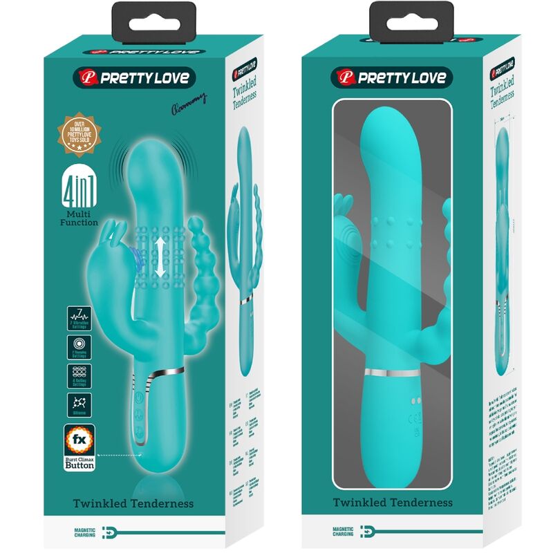 PRETTY LOVE - CAMMY 4 EM 1 VIBRADOR TRIPLO COELHO AZUL