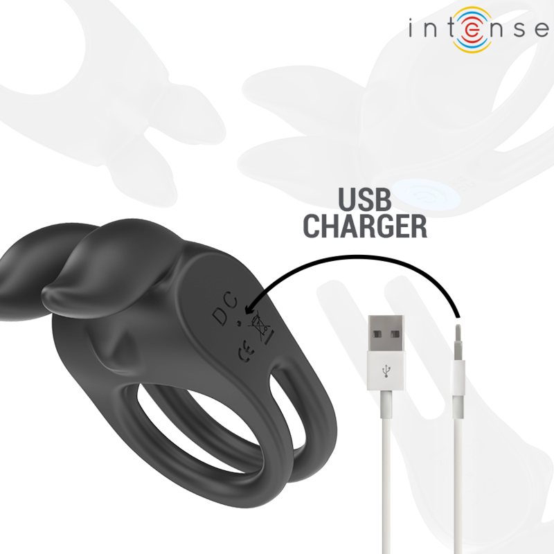 INTENSE - SAM VIBRADOR DOBLE ANILLO PARA EL PENE 10 VIBRACIONES NEGRO