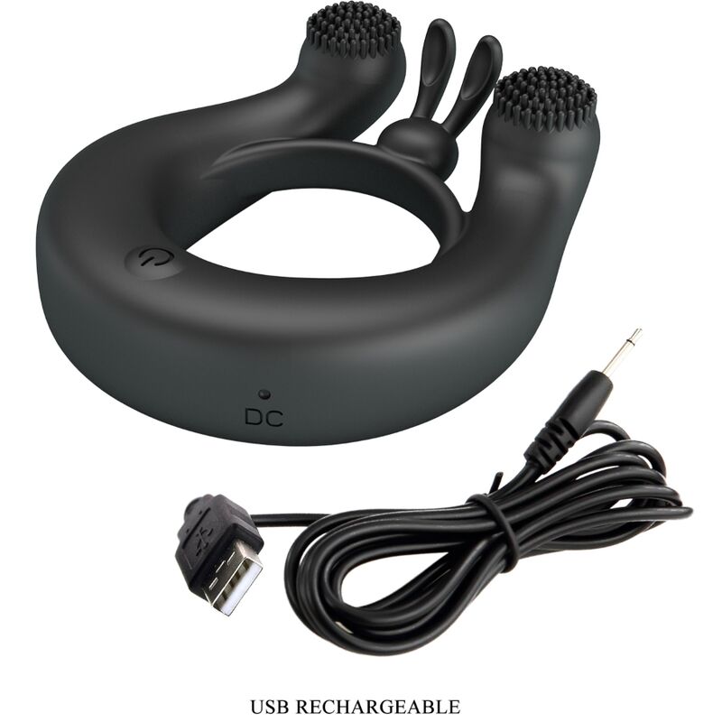 PRETTY LOVE - DAHLIA VIBRATING RING + CLITORIS STIMULATOR 12 VIBRATIONS BLACK