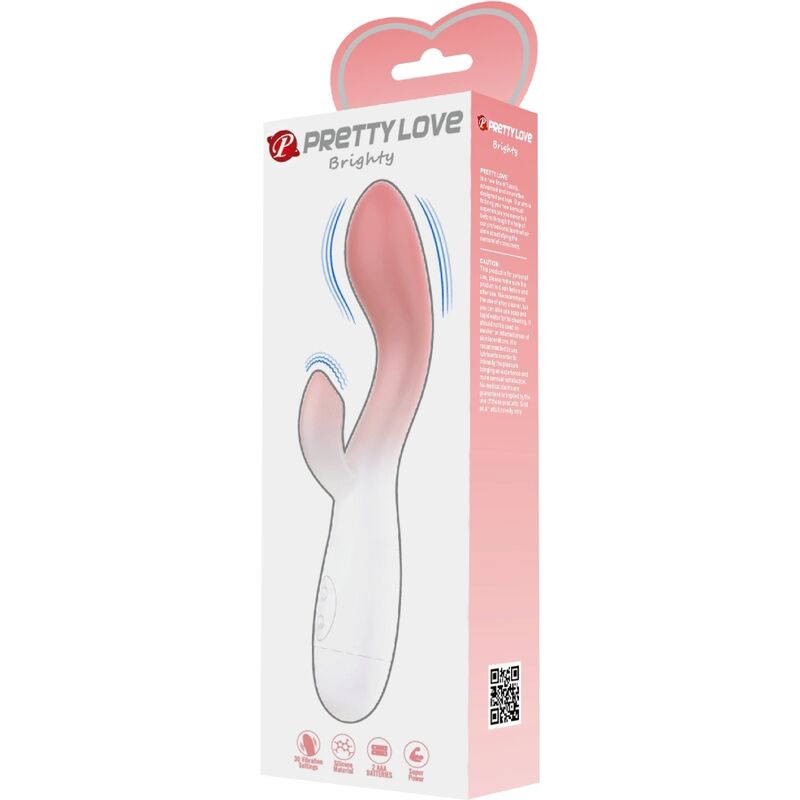 PRETTY LOVE - VIBRADOR DE PONTO G BRIGHTY + ESTIMULADOR DE CLITÓRIS 30 VIBRAÇÕES ROSA