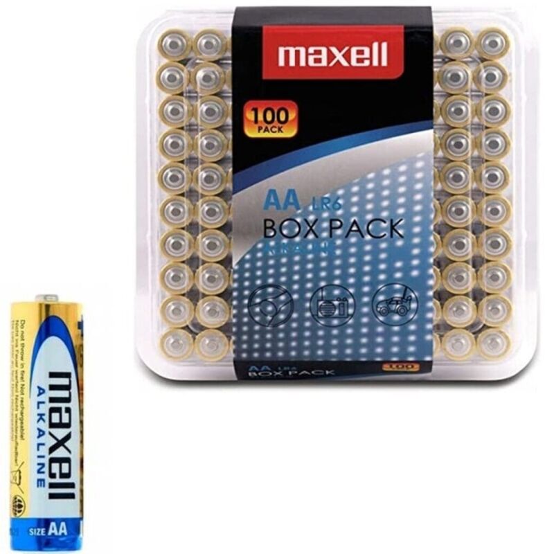MAXELL - PILHAS ALCALINAS AA LR6 EMBALAGEM COM 100 PILHAS