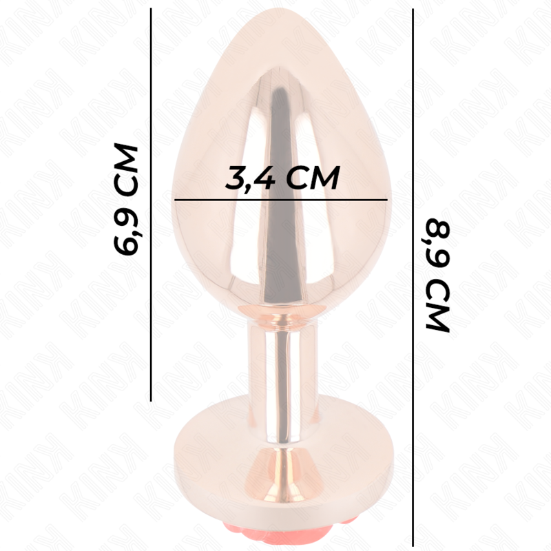 KINK - PLUG ANAL ROSA DOURADO COM ROSA VERMELHA M