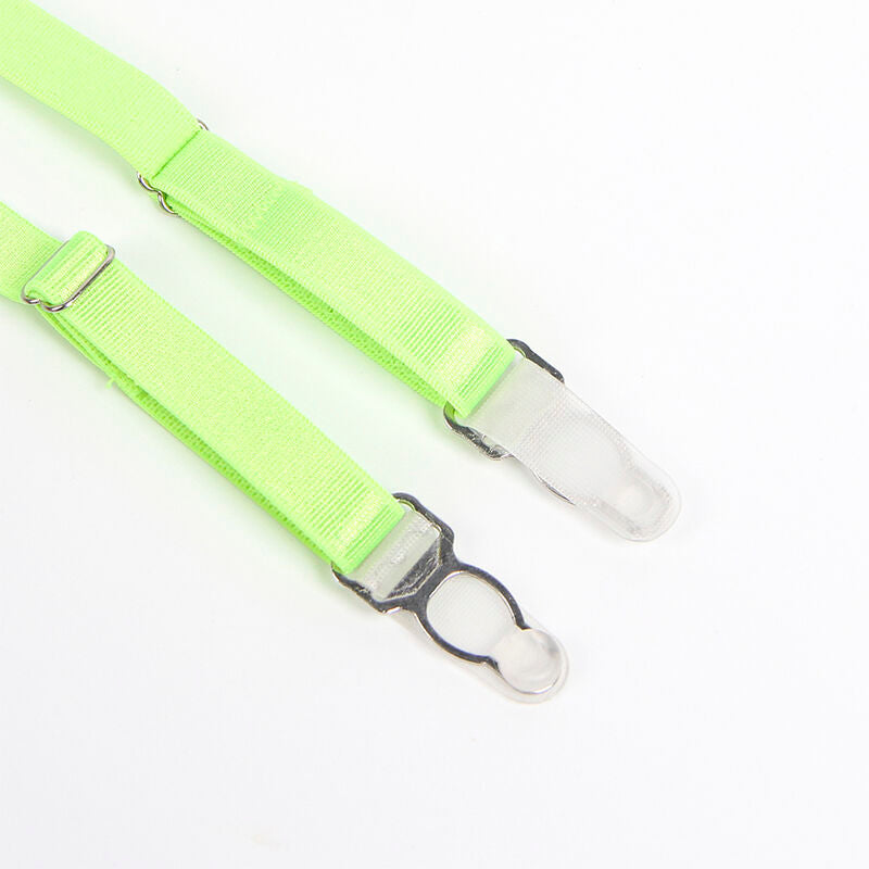 SUBBLIME - 955328 BRA SET WITH LACE AND GARTER LINES GREEN AND BLUE L/XL