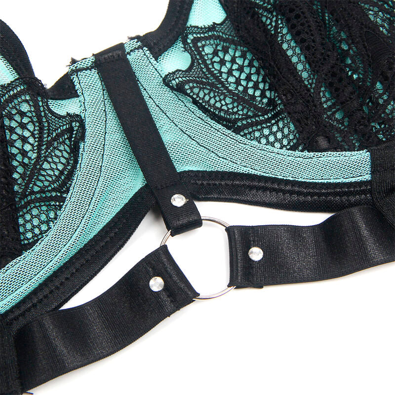 SUBBLIME - 955557 CONJUNTO DE SOUTIEN COM FECHO E MALHA EM COURO VERDE ENVERNIZADO TAMANHO S/M