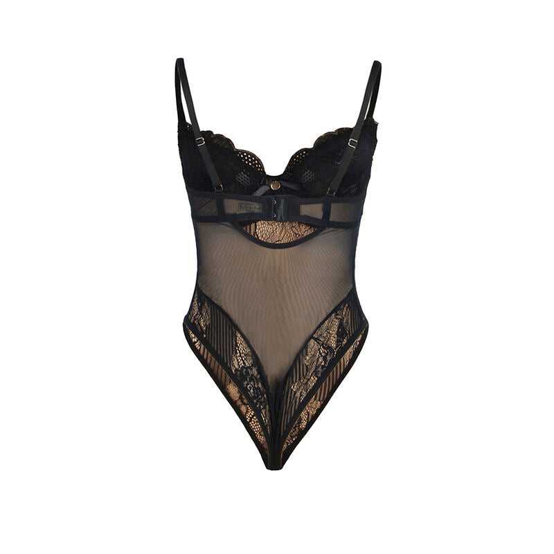 SUBBLIME - 955625 Body em renda com fecho na parte inferior, preto, tamanho L/XL