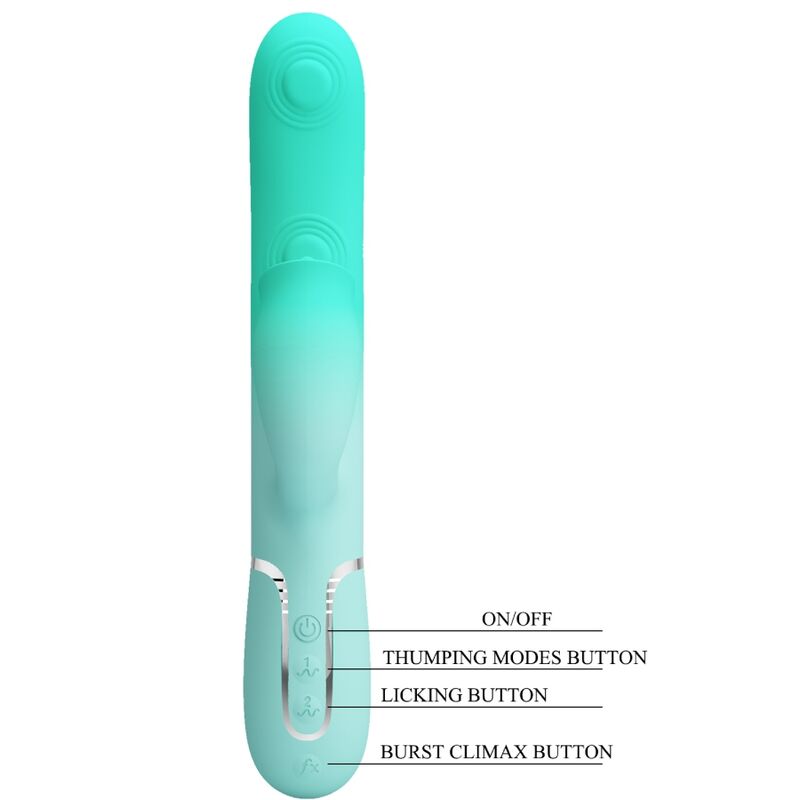 PRETTY LOVE - VIBRADOR CONEJO MULTIFUNCIÓN GIGI VERDE AGUA