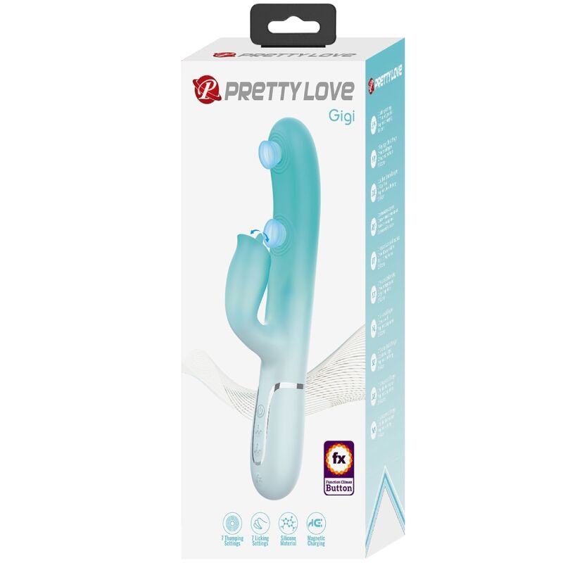 PRETTY LOVE - VIBRADOR CONEJO MULTIFUNCIÓN GIGI VERDE AGUA