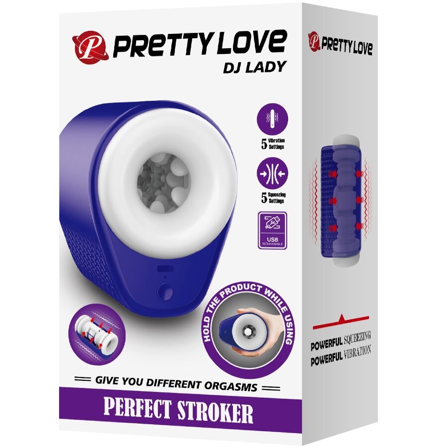 PRETTY LOVE - DJ LADY MASTURBADOR MASCULINO COM VIBRAÇÃO 5 CONFIGURAÇÕES ROXO