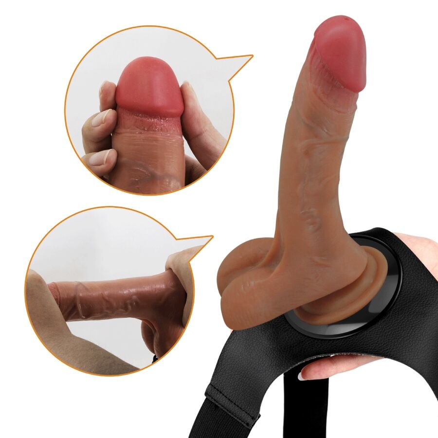 PRETTY LOVE - CALCINHA UNIVERSAL COM DILDO VIBRATÓRIO E EJACULATIVO DE 15,5 CM MULATO